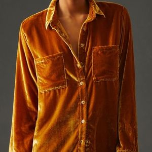 Anthropologie Pilcro Relaxed Velvet Button Down Shirt